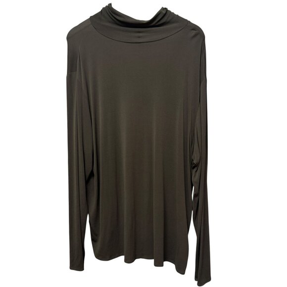 EILEEN FISHER Stretch Silk Jersey Turtleneck Top Plus Size 3X Dark Green Womens - Picture 1 of 7